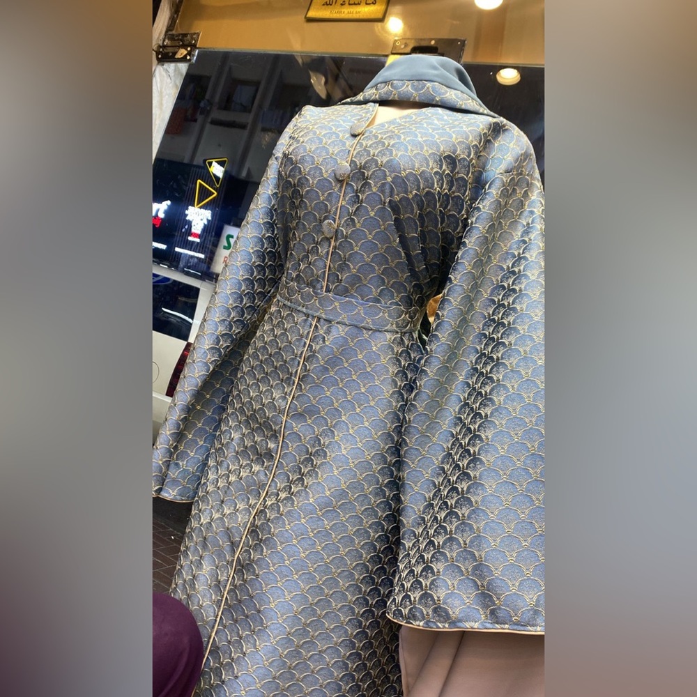 Elegant Blue and Gold Patterned Coat